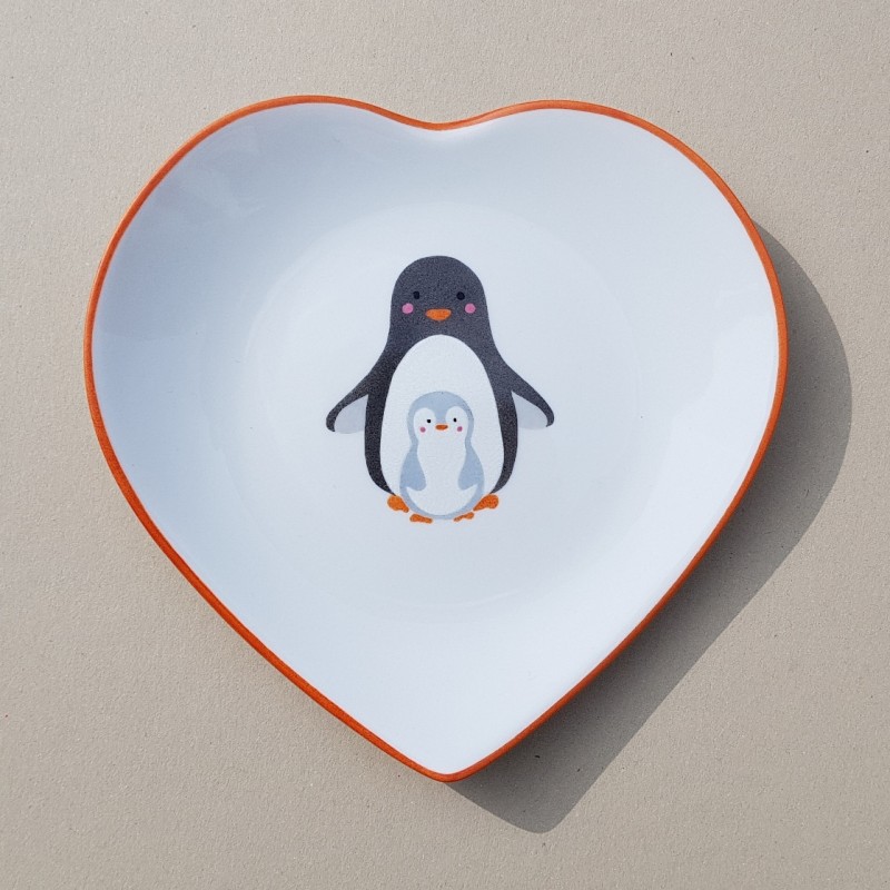 Assiette En Forme De Coeur Maman Et Bebe Pingouin