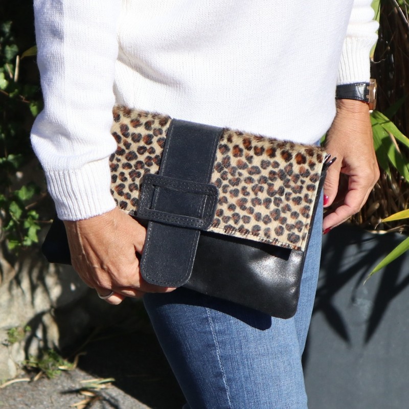 sac cuir leopard