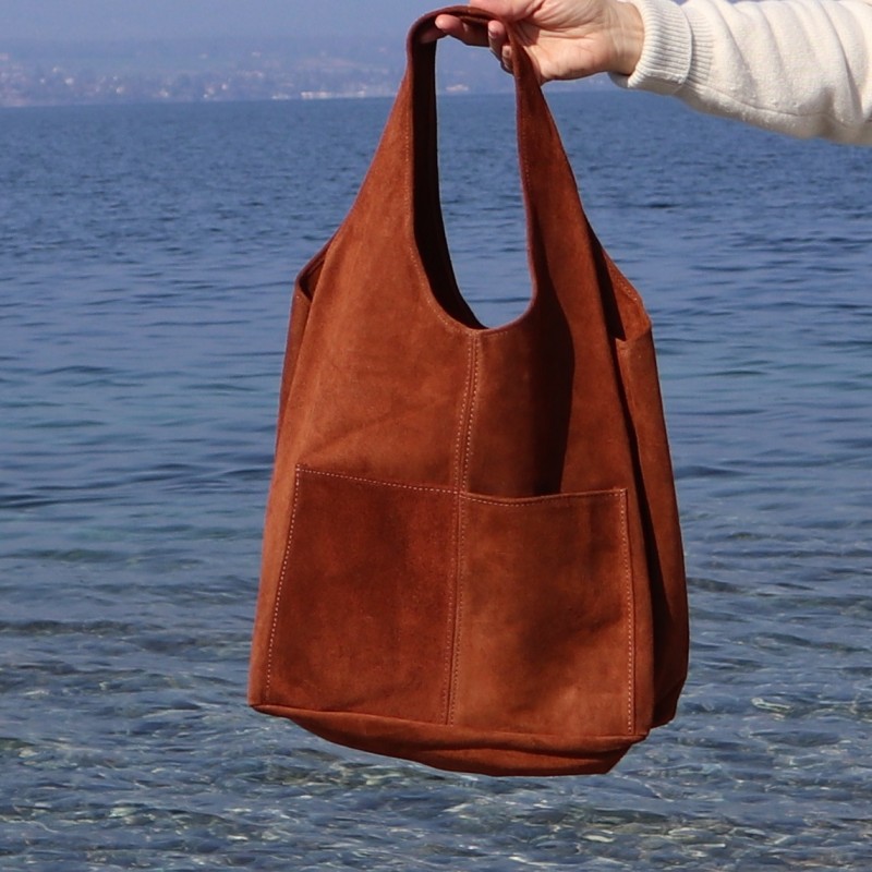 sac a main daim marron