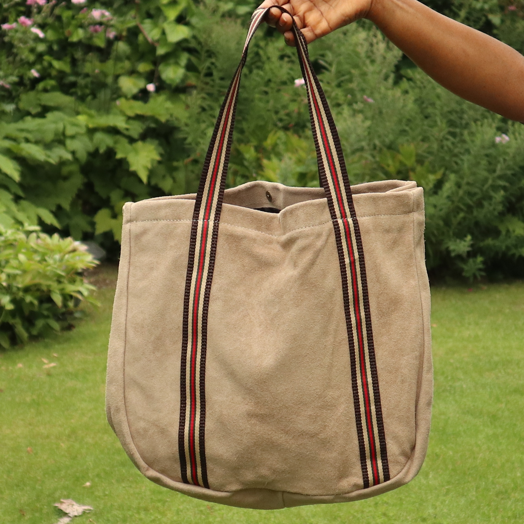 sac daim beige